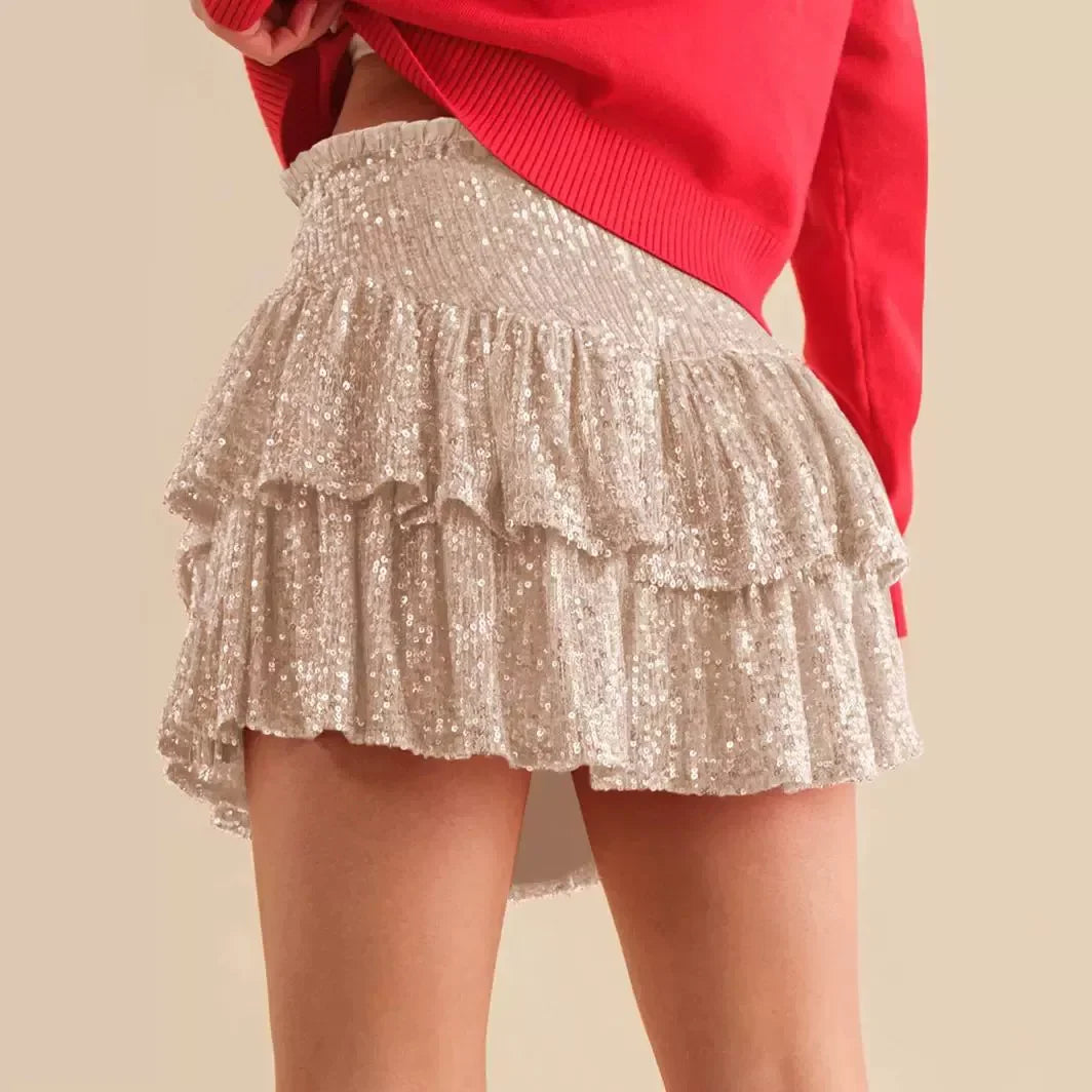 2024 African Party Evening Clothes for Women Spring Summer Sexy High Waist Sequin Mini Pleated Skirts Dashiki Africa Clothing