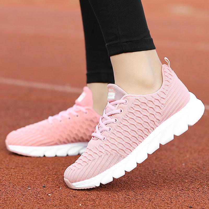2022 Mesh Women Sneakers Breathable Women Flat Shoes Lightweight Casual Shoes Ladies Lace-up Deportivas Mujer Chaussures Femme