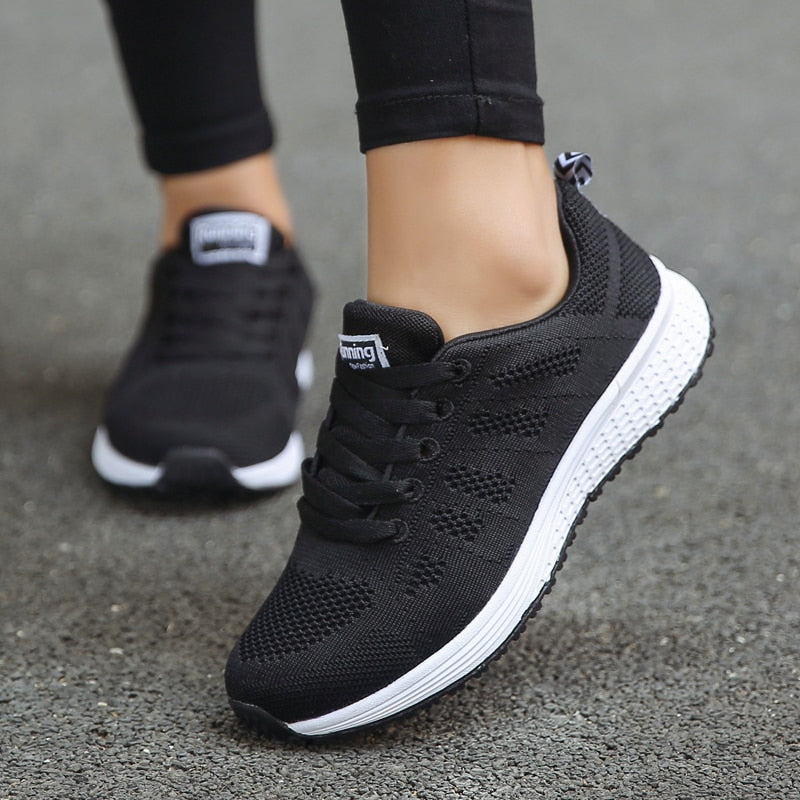 2022 Mesh Women Sneakers Breathable Women Flat Shoes Lightweight Casual Shoes Ladies Lace-up Deportivas Mujer Chaussures Femme