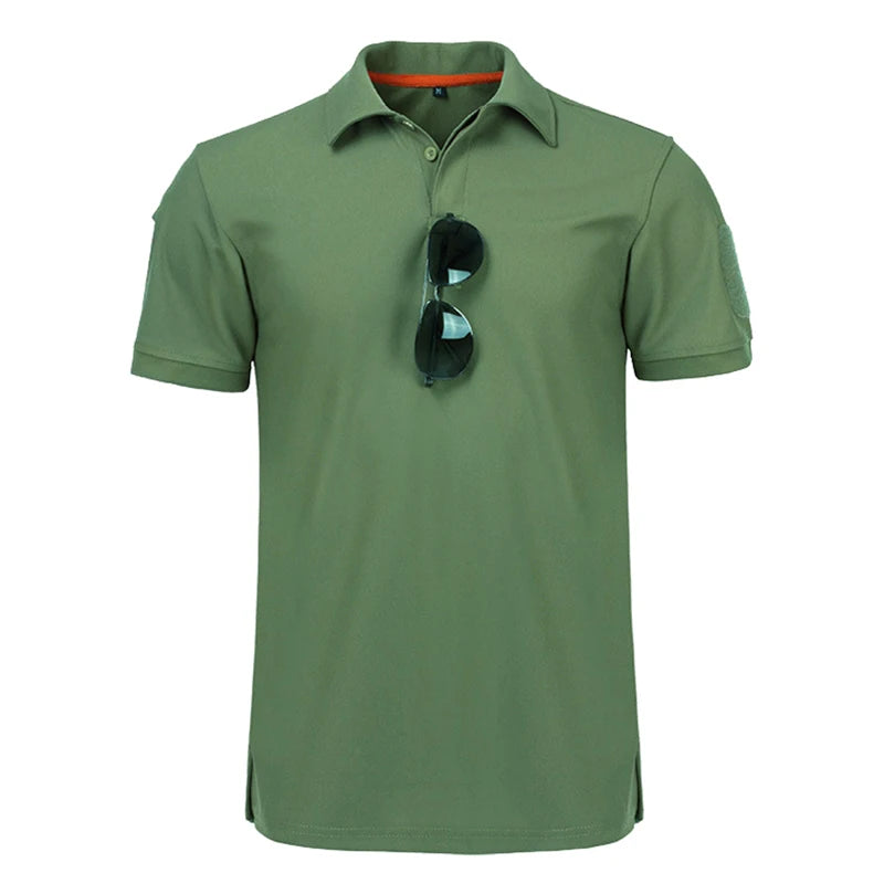 Men's Quick Dry Outdoor Tactical Polo Shirts Summer Custom Plus Size Military Clothes Tactical Plain Turn-down Army T-shirts