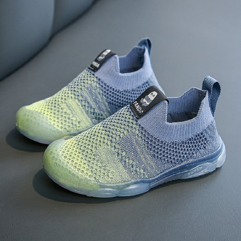 Spring Children Boy Sneakers Soft Rainbow Bottom Kids Woven Fly Shoes