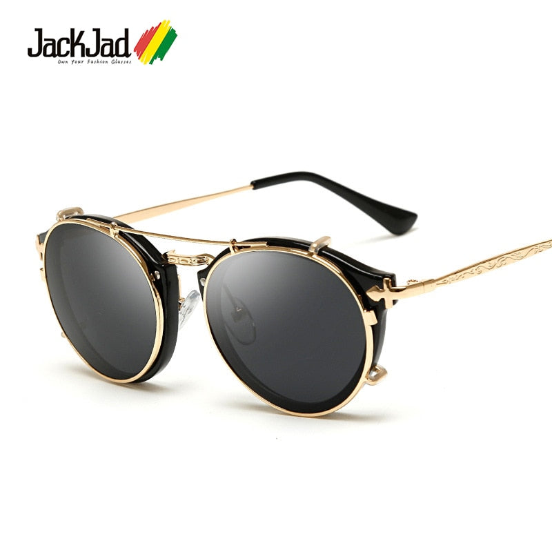 JackJad 2021 Fashion Style SteamPunk Clamshell Removable Sunglasses Vintage Retro Brand Design Sun Glasses Oculos De Sol Gafas
