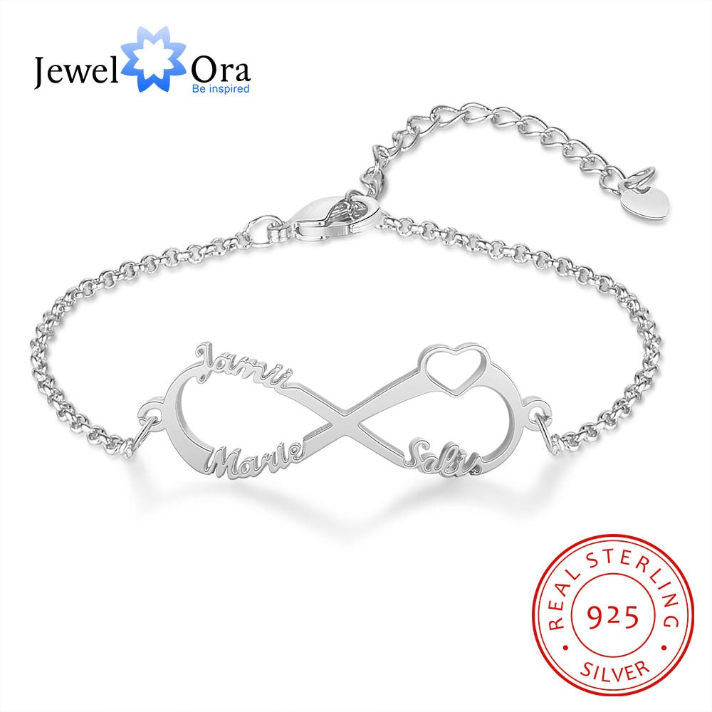 925 Sterling Silver Custom Name Infinity Bracelets for Women Personalized Children Bracelets for Girls Kids Silver Jewelry Gifts