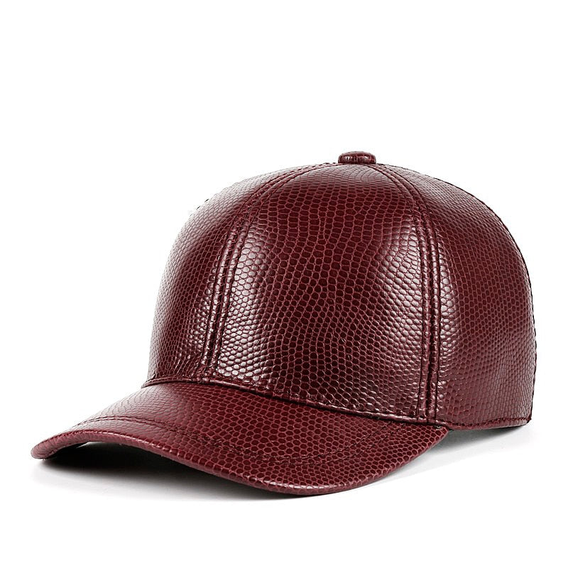 Winter Leather Hat Mens Korean Casual Baseball Caps For Man Crocodile Printed Warm Gorra Dad Beige Peaked Hockey Golf Casquette