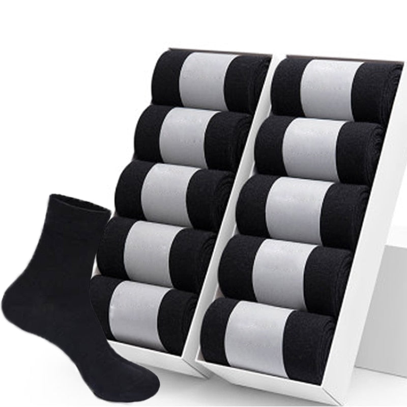 10 Pairs/Lot High Quality Men's Cotton Socks Black Business Socks Breathable 2021 New Autumn Winter Male Gift Sox PLus Size40-45