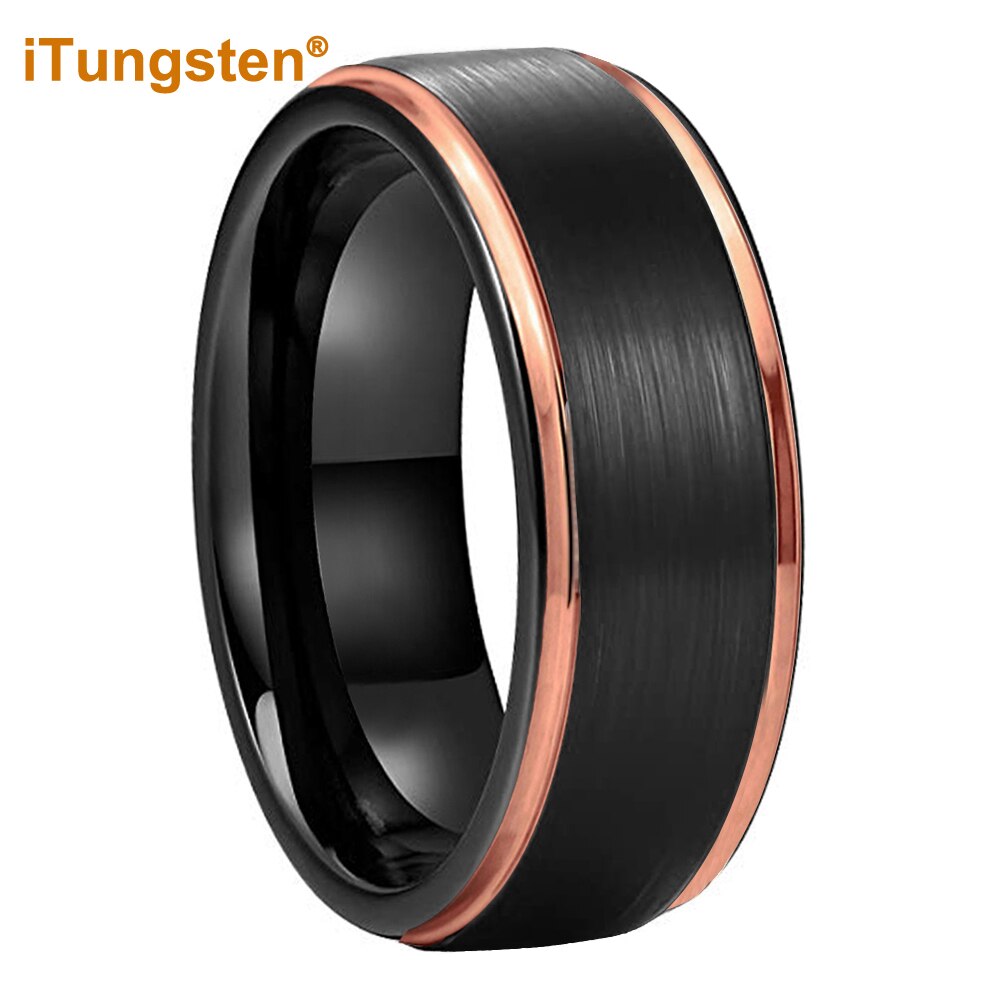 iTungsten 8mm Dropshipping Tungsten Wedding Ring For Womens Mens Classic Jewelry Stepped Brushed Finish Comfort Fit