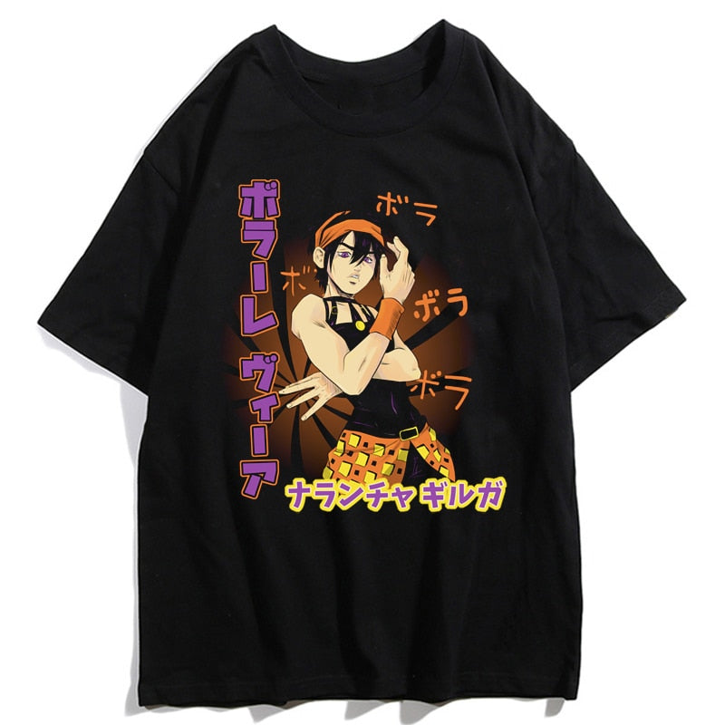 Jojo Bizarre Adventure Kujo Jotaro Giorno Giovanna Men Summer T-Shirts Harajuku Streetwear Ulzzang Hip Hop Tops Tee Cool T-Shirt