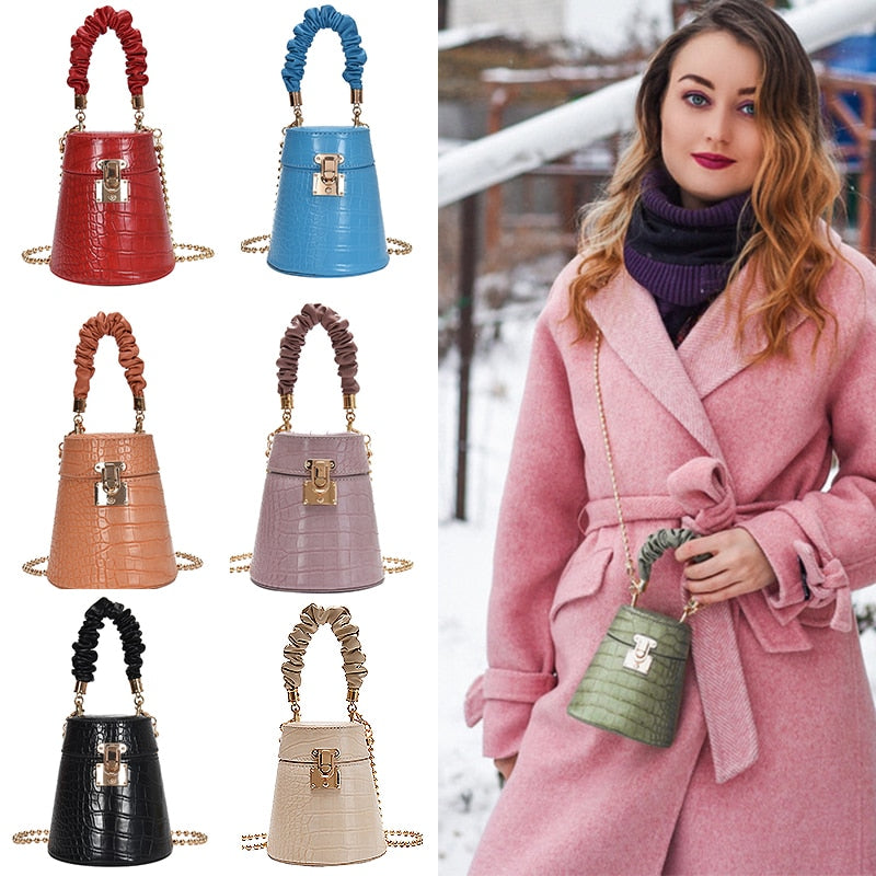 Crocodile Pattern Small Bucket Bag Crossbody Bags for Women 2021 Fashion Purses and Handbags Luxury Female Designer Bag Brand