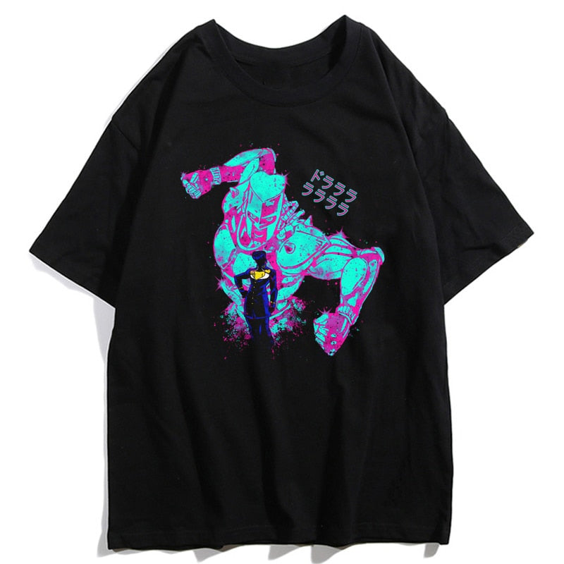 Jojo Bizarre Adventure Kujo Jotaro Giorno Giovanna Men Summer T-Shirts Harajuku Streetwear Ulzzang Hip Hop Tops Tee Cool T-Shirt