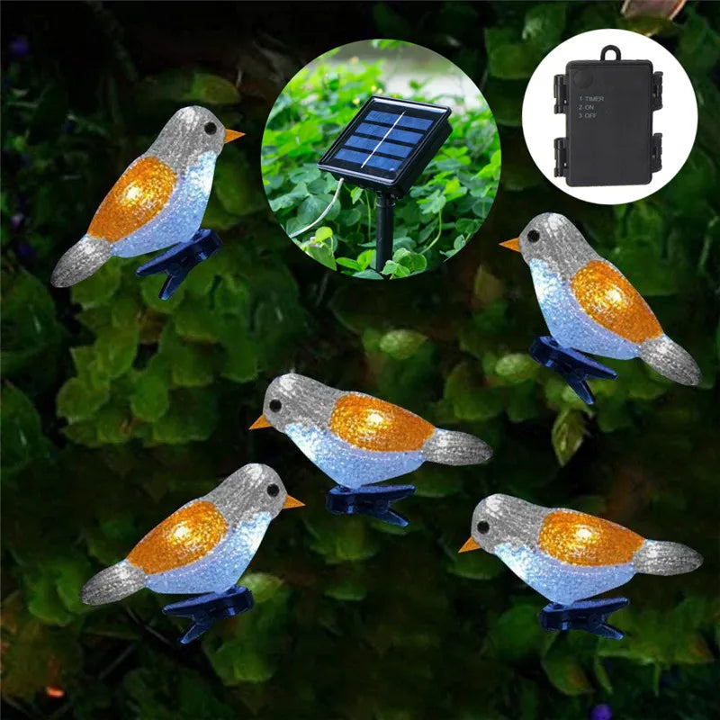 2.5m Acrylic Bird LED Solar String Lights Outdoor Waterproof Christmas Tree Decoration Light for Garden Patio Holiday Lights