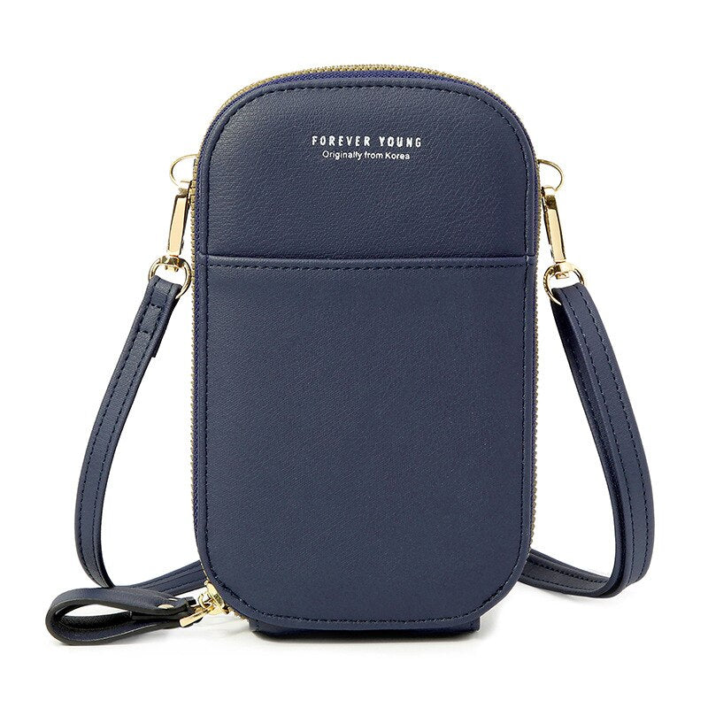 Designer Phone Pocket Mini Shoulder Bag for Women Two Layers Female Messenger Bag Pu Leather Ladies Small Crossbody Purse