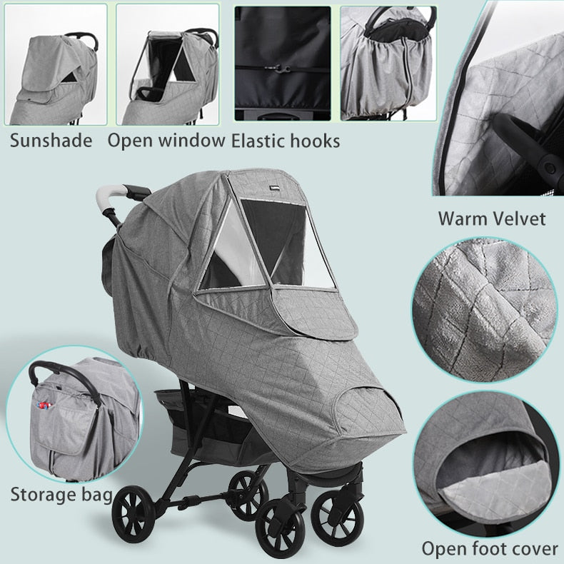 Universal Waterproof Winter Thicken Rain Cover Wind Dust Shield Full Raincoat for Baby Stroller Accessories Cane Pushchairs Suit