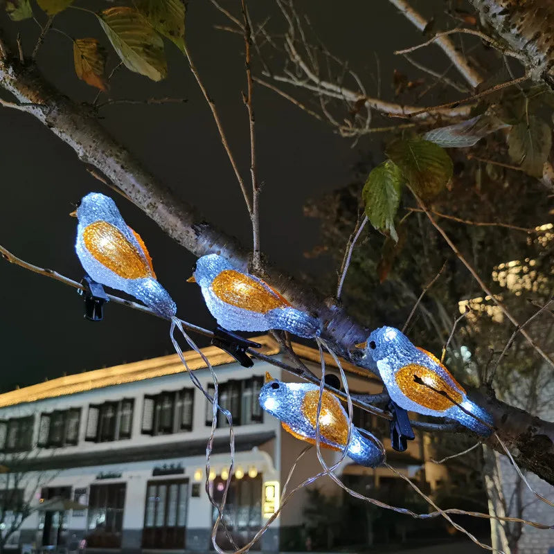 2.5m Acrylic Bird LED Solar String Lights Outdoor Waterproof Christmas Tree Decoration Light for Garden Patio Holiday Lights