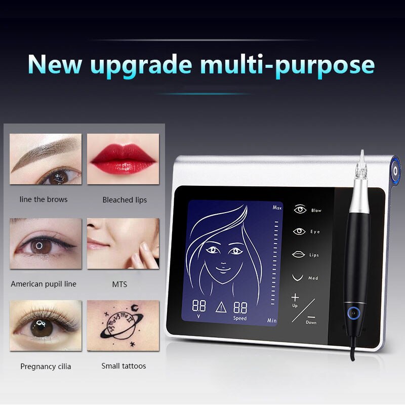 NEW Touch Screen Permanent Makeup Machine Kit for Eyebrow Lip Eyeliner Machine With 50pcs Cartridge Neeldes Rechargeable Battery