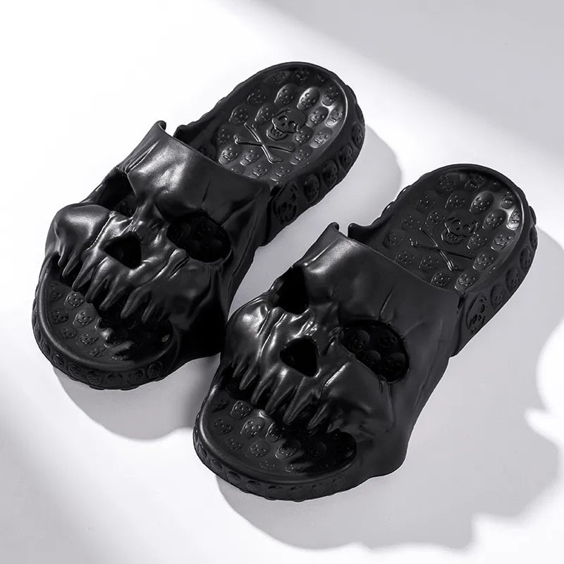 New Personalized Skull Design Men Slippers 2023 Summer Outdoor Fun Novelty Slide Thick Sole Platform Beach Non-slip Women Sandal
