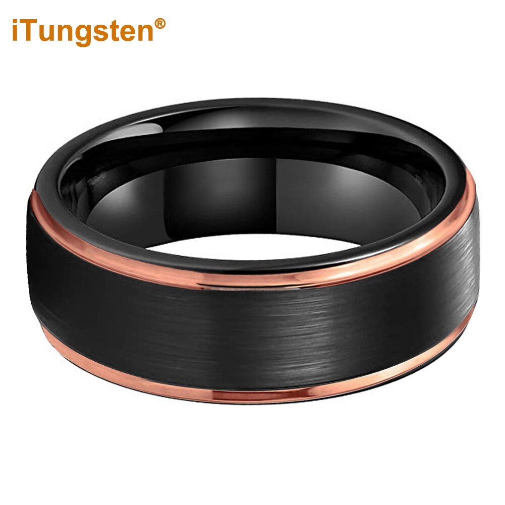 iTungsten 8mm Dropshipping Tungsten Wedding Ring For Womens Mens Classic Jewelry Stepped Brushed Finish Comfort Fit