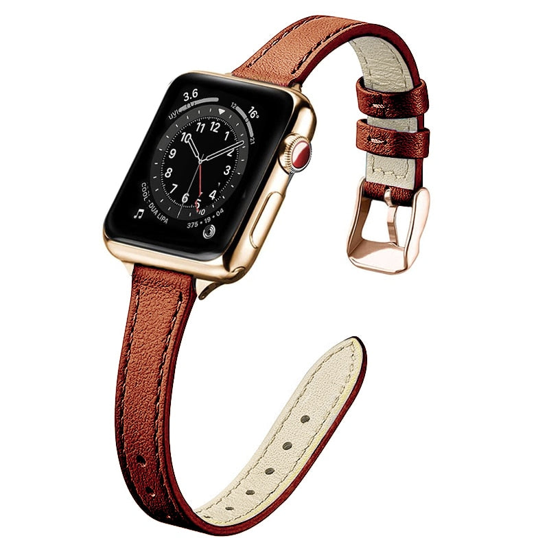 Slim Leather Strap for Apple watch band 44mm 40mm 38mm 42mm Soft Wrsit Belt bracelet for iWatch series 3 SE 5 4 6 watchband