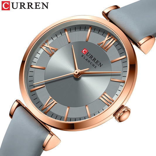 CURREN New Watches for Women Simple Quartz Ladies Wristwatches with Leather Strap Elegance Wrist Charm Timeless