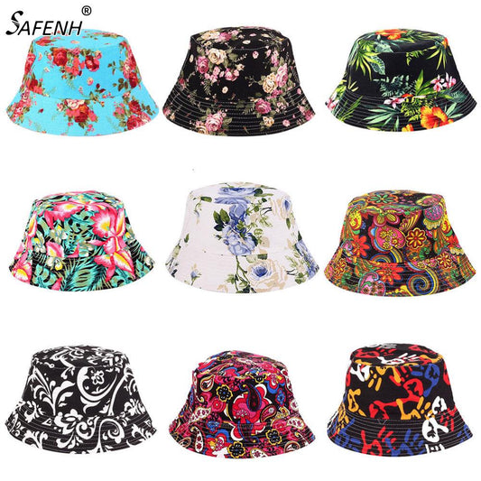 Women Hat Caps Summer Men Bucket Hat Holiday Beach Outdoor Flat Cap Male Floral Sun Hat Fishing Hats Hip Hop Panama Cap